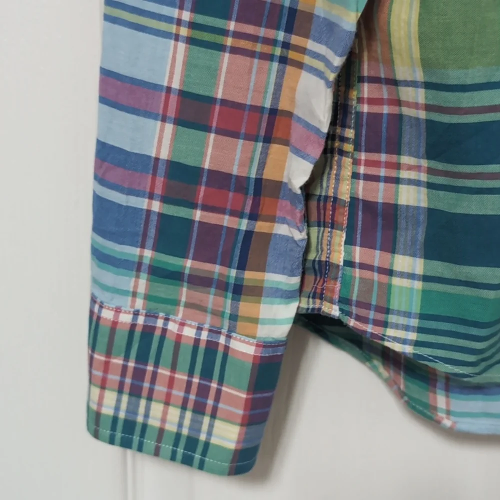 J. Crew Summer Plaid Cotton Button Down Shirt. Size Small
